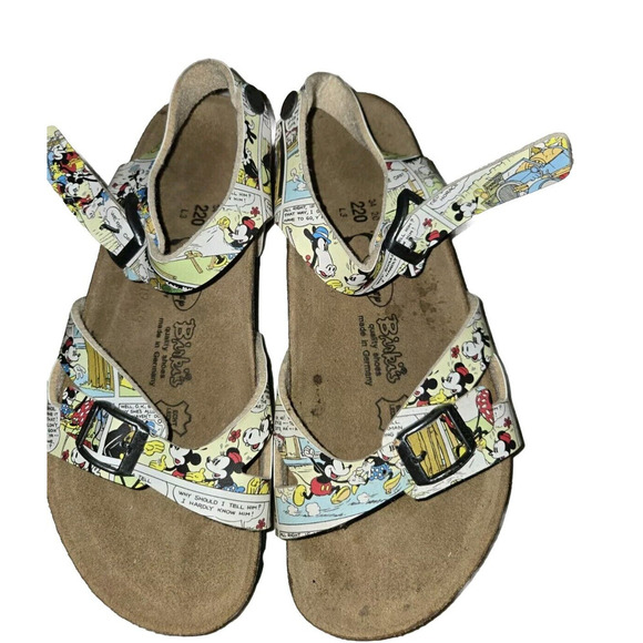 Kids Birkenstocks Disney Mickey Minnie Mouse Strap Sandals Size 3 / EU 34 EUC - Picture 1 of 10
